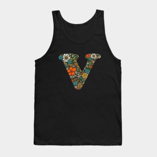 Hippie Floral Letter V Tank Top